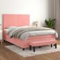 Preview: ARDEBO.de - Boxspringbett mit Matratze Rosa 140x190 cm Samt