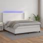 Preview: ARDEBO.de - Boxspringbett mit Matratze & LED Weiß 160x200 cm Kunstleder