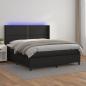 Preview: ARDEBO.de - Boxspringbett mit Matratze & LED Schwarz 180x200 cm Kunstleder