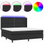 Preview: Boxspringbett mit Matratze & LED Schwarz 180x200 cm Kunstleder