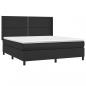 Preview: Boxspringbett mit Matratze & LED Schwarz 180x200 cm Kunstleder