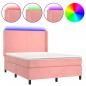 Preview: Boxspringbett mit Matratze & LED Rosa 140x200 cm Samt