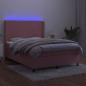 Preview: Boxspringbett mit Matratze & LED Rosa 140x200 cm Samt