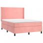 Preview: Boxspringbett mit Matratze & LED Rosa 140x190 cm Samt