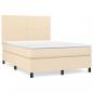 Preview: Boxspringbett mit Matratze Creme 140x190 cm Stoff