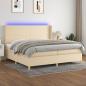 Preview: ARDEBO.de - Boxspringbett mit Matratze & LED Creme 200x200 cm Stoff