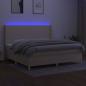 Preview: Boxspringbett mit Matratze & LED Creme 200x200 cm Stoff