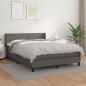 Preview: ARDEBO.de - Boxspringbett mit Matratze Grau 140x190 cm Kunstleder