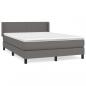 Preview: Boxspringbett mit Matratze Grau 140x190 cm Kunstleder