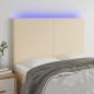 Preview: ARDEBO.de - LED Kopfteil Creme 144x5x118/128 cm Stoff