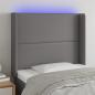 Preview: ARDEBO.de - LED Kopfteil Grau 93x16x118/128 cm Kunstleder