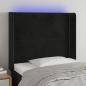 Preview: ARDEBO.de - LED Kopfteil Schwarz 103x16x118/128 cm Samt