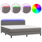 Preview: Boxspringbett mit Matratze & LED Grau 160x200 cm Kunstleder