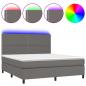 Preview: Boxspringbett mit Matratze & LED Grau 160x200 cm Kunstleder