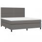 Preview: Boxspringbett mit Matratze & LED Grau 160x200 cm Kunstleder