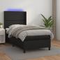 Preview: ARDEBO.de - Boxspringbett mit Matratze & LED Schwarz 80x200 cm Kunstleder