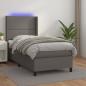 Preview: ARDEBO.de - Boxspringbett mit Matratze & LED Grau 90x200 cm Kunstleder