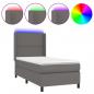 Preview: Boxspringbett mit Matratze & LED Grau 90x200 cm Kunstleder