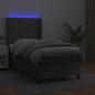 Preview: Boxspringbett mit Matratze & LED Grau 90x200 cm Kunstleder