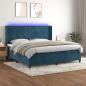 Preview: ARDEBO.de - Boxspringbett mit Matratze & LED Dunkelblau 200x200 cm Samt