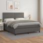 Preview: ARDEBO.de - Boxspringbett mit Matratze Grau 160x200 cm Kunstleder