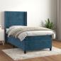 Preview: ARDEBO.de - Boxspringbett mit Matratze Dunkelblau 100x200 cm Samt