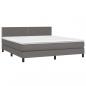 Preview: Boxspringbett mit Matratze & LED Grau 180x200 cm Kunstleder