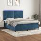 Preview: ARDEBO.de - Boxspringbett mit Matratze & LED Dunkelblau 180x200 cm Samt