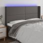 Preview: ARDEBO.de - LED Kopfteil Grau 183x16x118/128 cm Kunstleder 