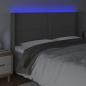 Preview: LED Kopfteil Grau 183x16x118/128 cm Kunstleder 