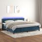 Preview: ARDEBO.de - Boxspringbett mit Matratze & LED Dunkelblau 200x200 cm Samt