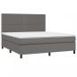 Preview: Boxspringbett mit Matratze & LED Grau 180x200 cm Kunstleder