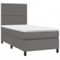 Preview: Boxspringbett mit Matratze & LED Grau 90x200 cm Kunstleder