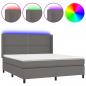 Preview: Boxspringbett mit Matratze & LED Grau 160x200 cm Kunstleder