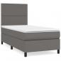 Preview: Boxspringbett mit Matratze Grau 90x200 cm Kunstleder