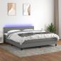 Preview: ARDEBO.de - Boxspringbett mit Matratze & LED Dunkelgrau 160x200 cm Stoff