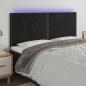 Preview: ARDEBO.de - LED Kopfteil Schwarz 200x5x118/128 cm Samt