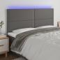 Preview: ARDEBO.de - LED Kopfteil Grau 180x5x118/128 cm Kunstleder