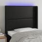 Preview: ARDEBO.de - LED Kopfteil Schwarz 83x16x118/128 cm Kunstleder