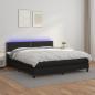 Preview: ARDEBO.de - Boxspringbett mit Matratze & LED Schwarz 160x200 cm Kunstleder