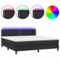 Preview: Boxspringbett mit Matratze & LED Schwarz 160x200 cm Kunstleder