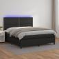 Preview: ARDEBO.de - Boxspringbett mit Matratze & LED Schwarz 160x200 cm Kunstleder