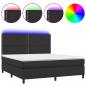 Preview: Boxspringbett mit Matratze & LED Schwarz 160x200 cm Kunstleder