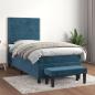 Preview: ARDEBO.de - Boxspringbett mit Matratze Dunkelblau 90x200 cm Samt