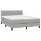 Preview: Boxspringbett mit Matratze & LED Hellgrau 140x200 cm Stoff