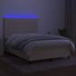 Preview: Boxspringbett mit Matratze & LED Creme 140x200 cm Stoff