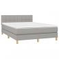 Preview: Boxspringbett mit Matratze & LED Hellgrau 140x190 cm Stoff