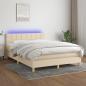 Preview: ARDEBO.de - Boxspringbett mit Matratze & LED Creme 140x190 cm Stoff