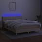 Preview: Boxspringbett mit Matratze & LED Creme 140x190 cm Stoff