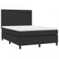 Preview: Boxspringbett mit Matratze & LED Schwarz 140x190 cm Kunstleder